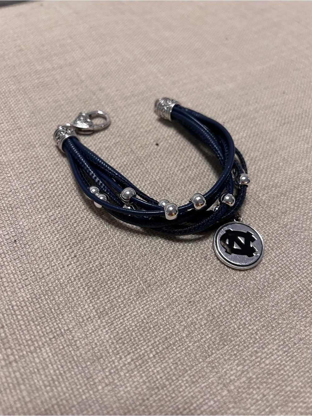 UNC Navy Blue Multi-Strand Charm Bracelet with Silver Beads